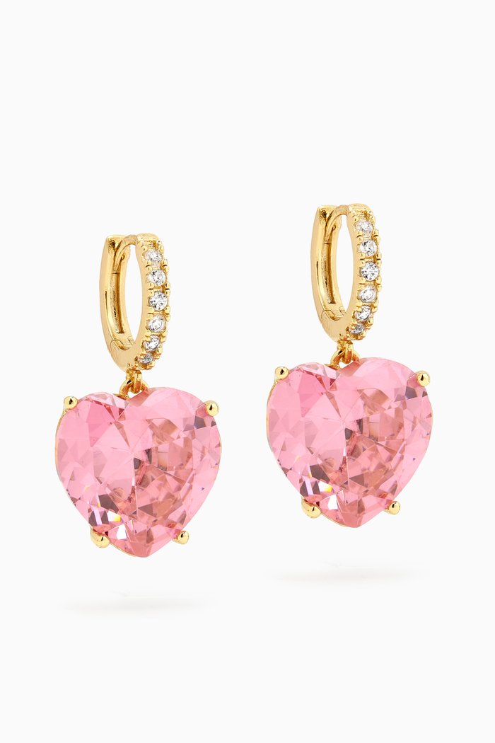 

Hearts Drop Earrings in 14kt Gold-plated Brass, Pink