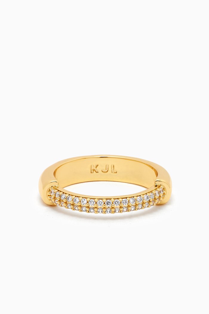 

Half Pavé Ring in 14kt Gold-plated Brass