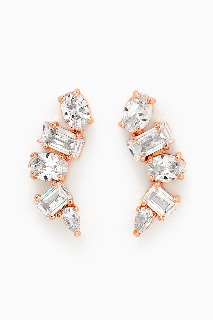 

Curve Crawler Earrings in Rose Gold-plated Brass, Neutral