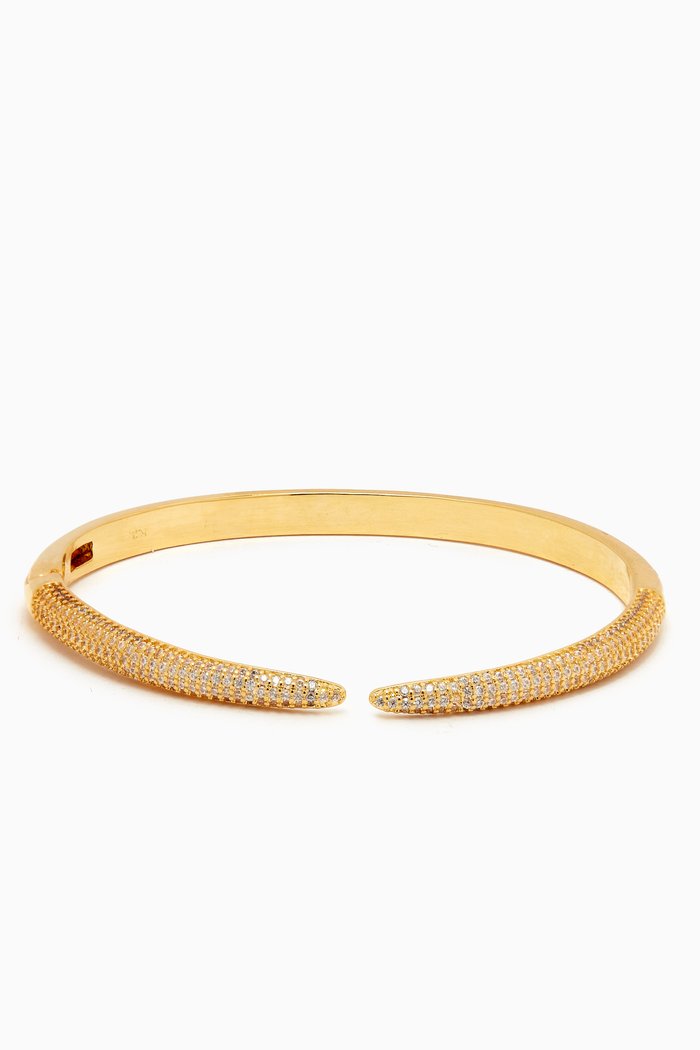 

Pavé Hinge Bangle in 14kt Gold-plated Brass