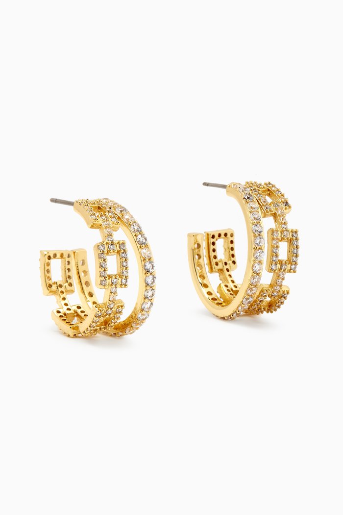 

Chain Pavé Double Hoops in 14kt Gold-plated Brass