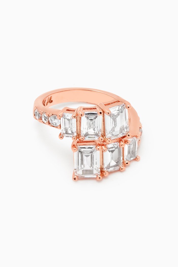 

Graduated Emerald CZ Ring in Rose Gold-plated Brass, Neutral
