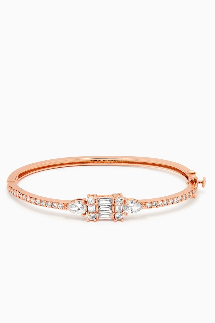 

Baguette & Pear Pavé Bangle in Rose Gold-plated Brass, Neutral