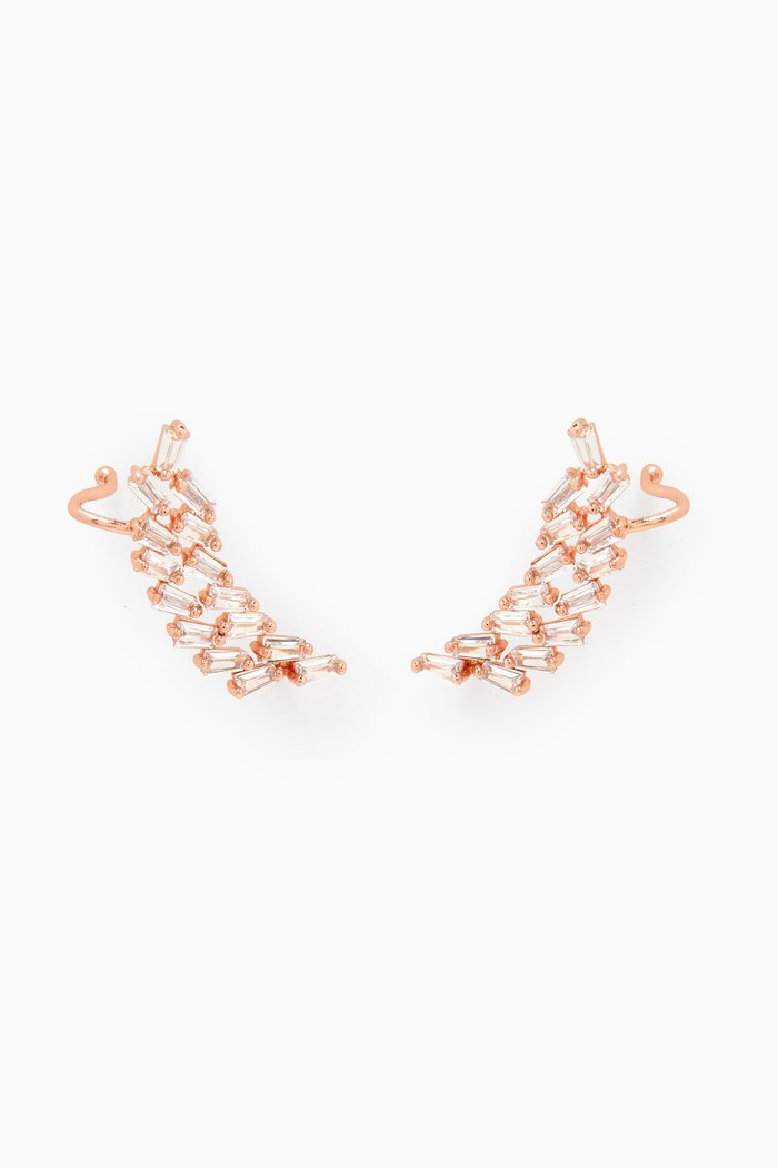 

Double Baguette Curved Crawlers in Rose Gold-plated Brass, Neutral
