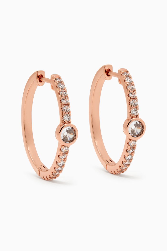 

Round Bezel Hoop Earrings in Rose Gold-plated Brass, Neutral