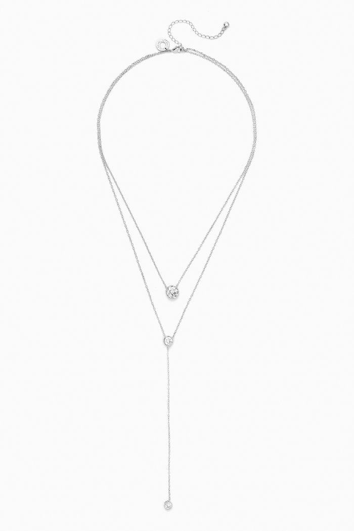 

Layered Round-bezel Necklace in Brass, Silver