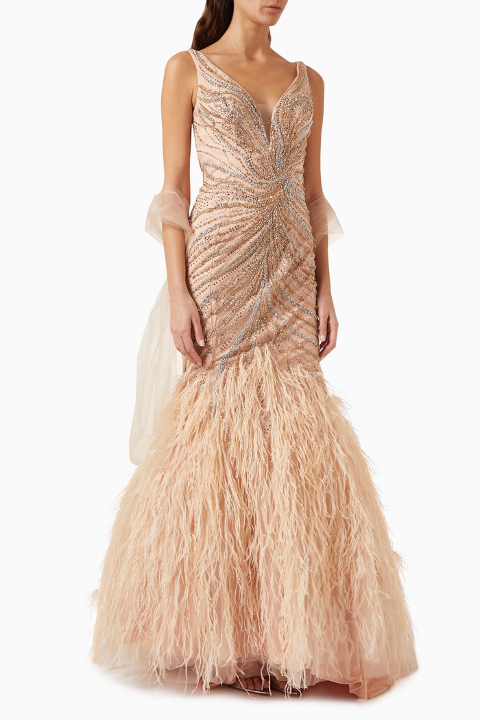 

Crystal-embellished Mermaid Gown, Metallic
