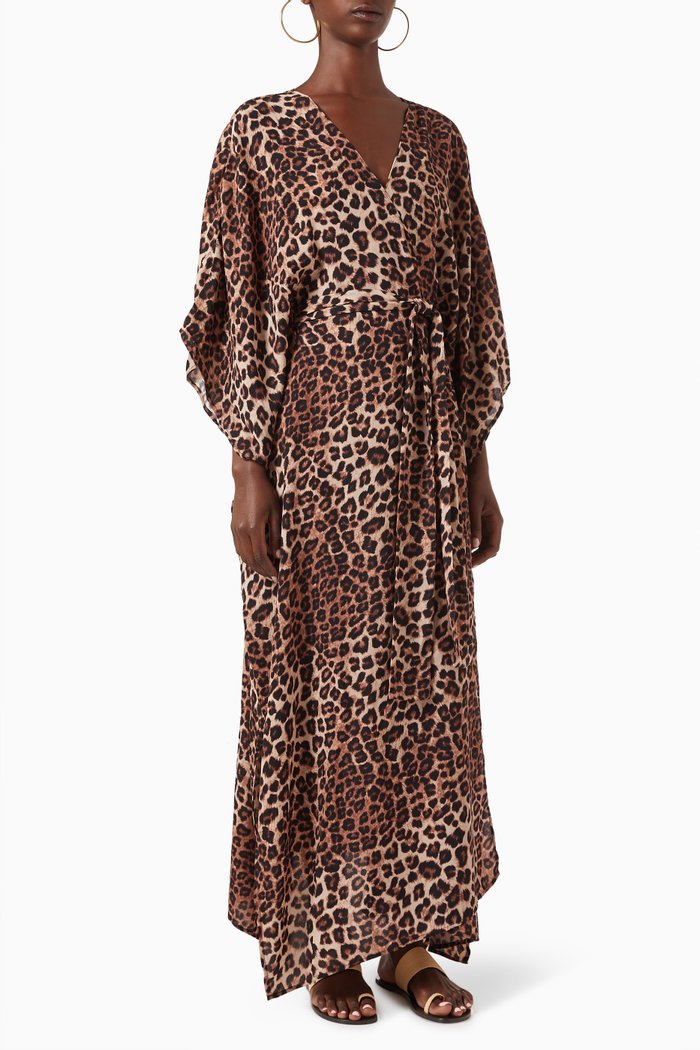 

Goddess Leopard-print Maxi Robe, Brown