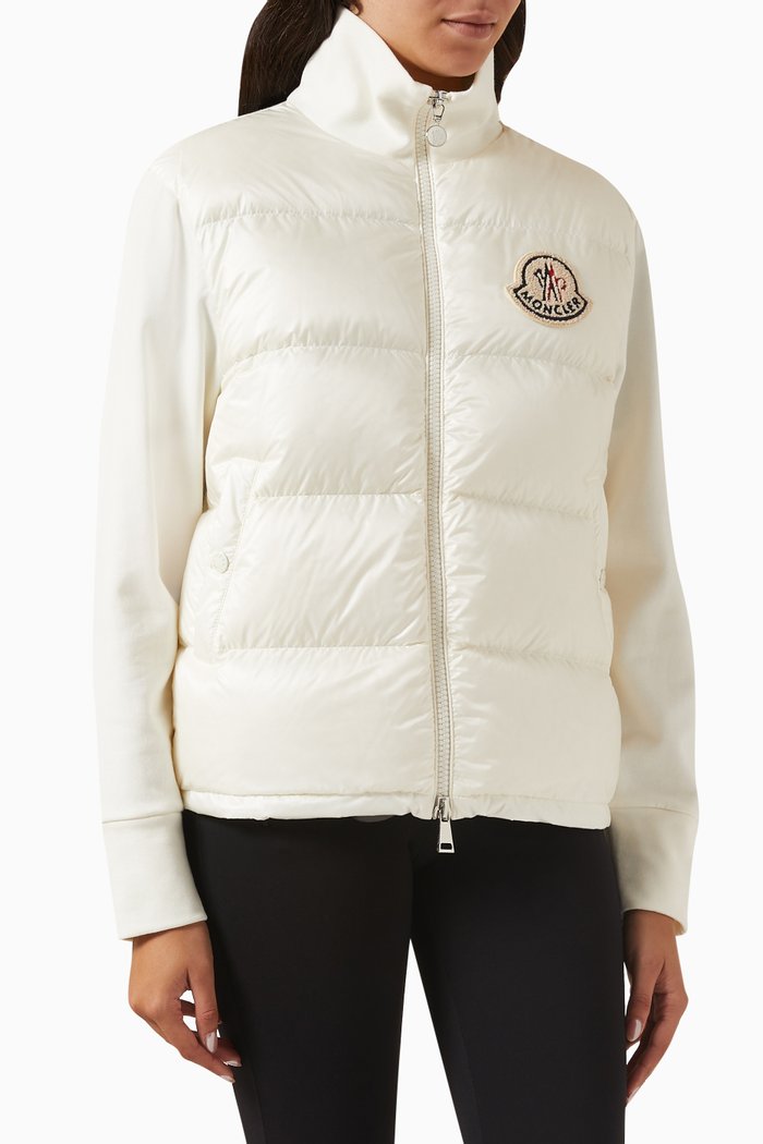 

Logo Zip-up Padded Jacket in Cotton & Nylon, Neutral