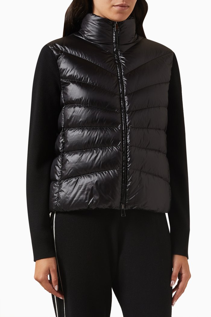 

Down-filled Puffer Jacket in Nylon & Wool-knit, Black