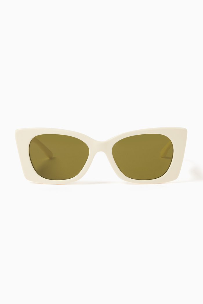 Kira Quilted Cat-eye Sunglasses in Acetate, White