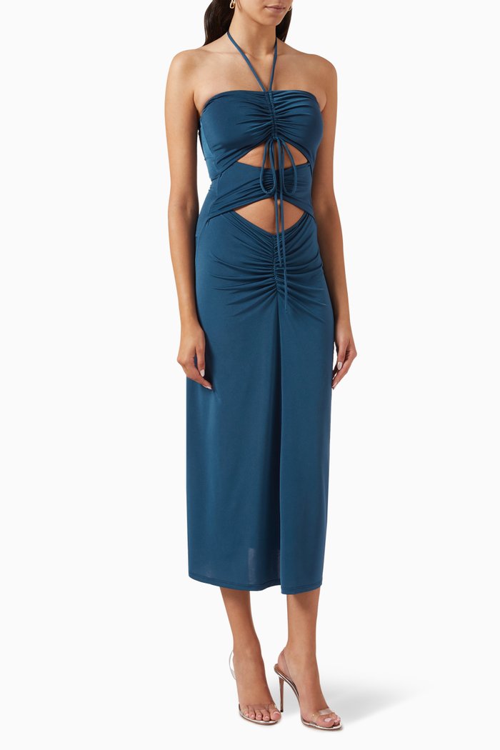 

Kira Ruched Maxi Dress, Blue