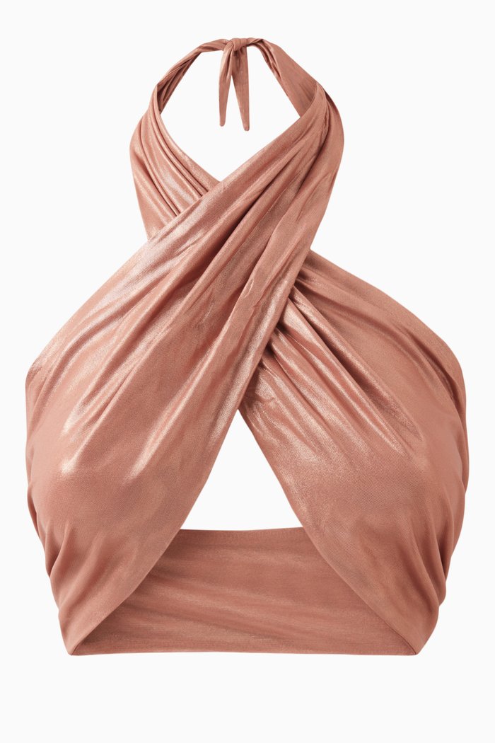 

Anya Wrap Crop Top, Brown