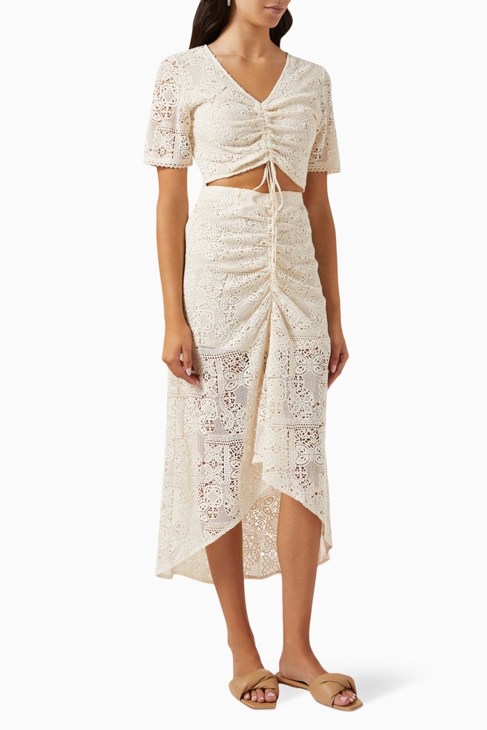 

Ridora Cut-out Dress in Crochet, Neutral
