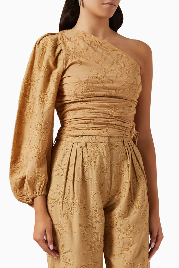 

Lalmeto One-shoulder Top in Cotton, Neutral