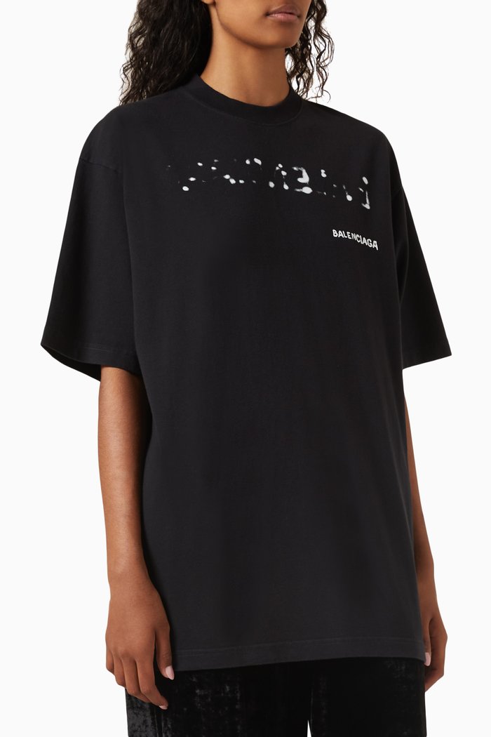 Hand Drawn Logo Large-fit T-shirt in Cotton-jersey, Black