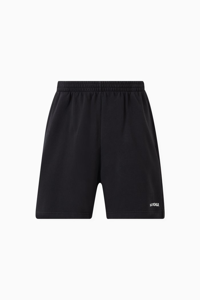 

Hand Drawn Balenciaga Sweat Shorts in Curly Fleece, Black