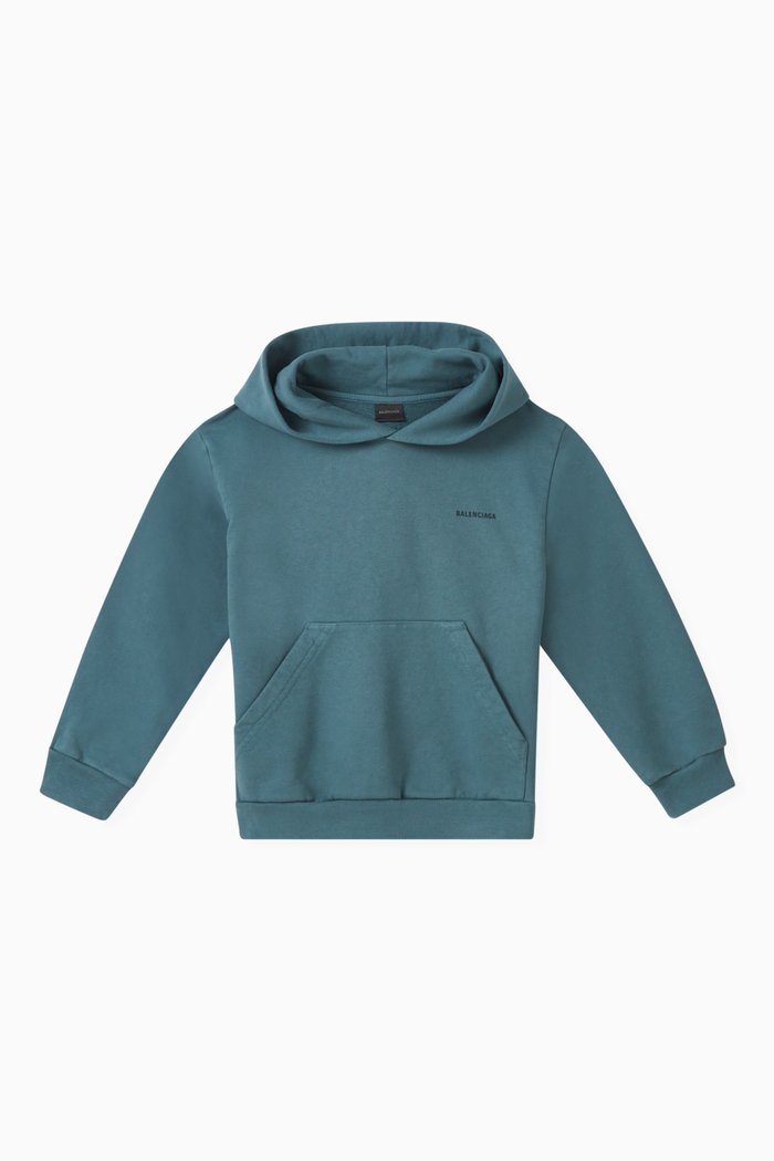 

Logo Print Hoodie in Cotton, Blue