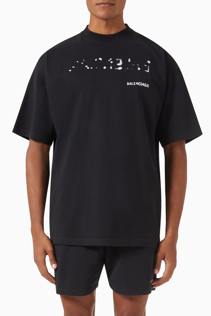 

Hand Drawn Logo Large T-shirt in Vintage Jersey, Black