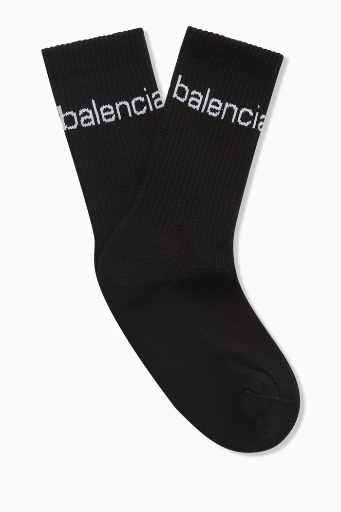 

Logo Crew Socks in Cotton-blend, Black