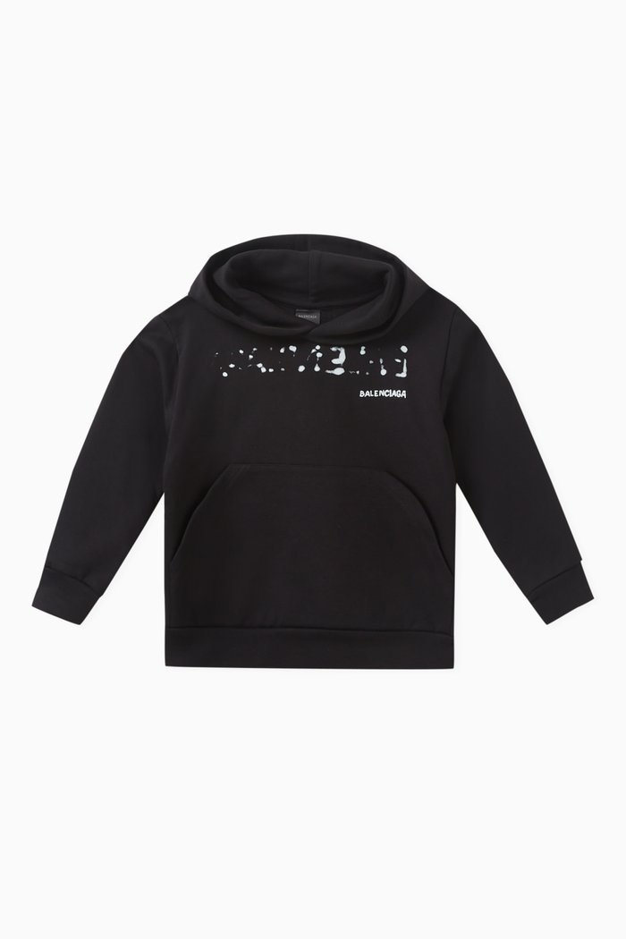 

Hand Drawn Balenciaga Hoodie in Curly Fleece, Black
