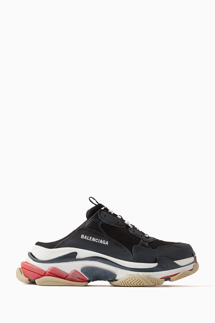 

Triple S Mules in Double Foam & Mesh, Black
