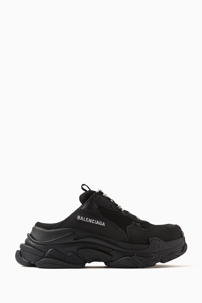 

Triple S Mules in Double Foam & Mesh, Black