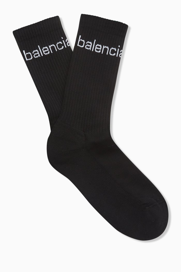 

Logo Crew Socks in Cotton-blend, Black