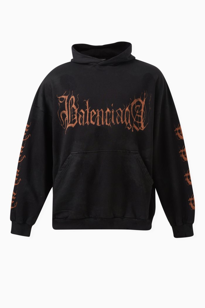

Heavy Metal Oversized Hoodie in Curly Fleece, Black