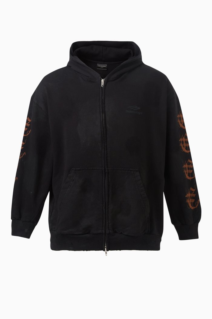 

Heavy Metal Zip-up Hoodie in Curly Fleece, Black