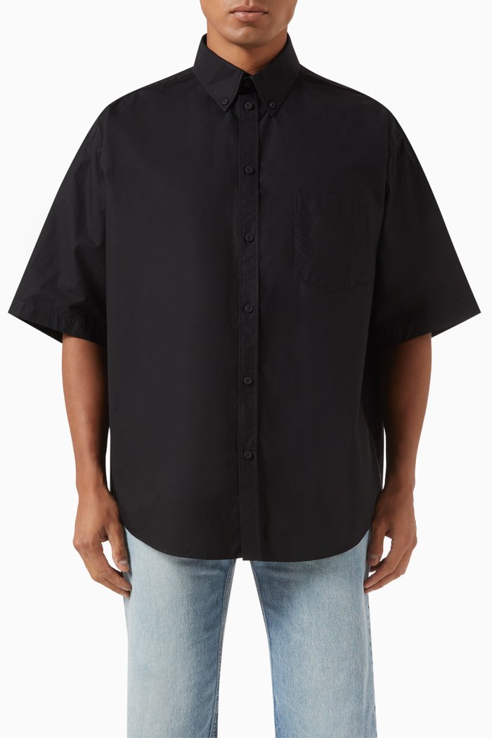 

Crypto Large-fit Shirt in Cotton-poplin, Black