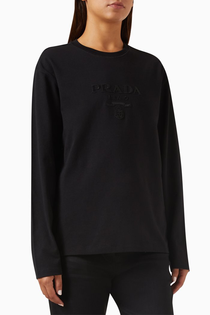 

Logo-embroidered T-shirt in Cotton, Black