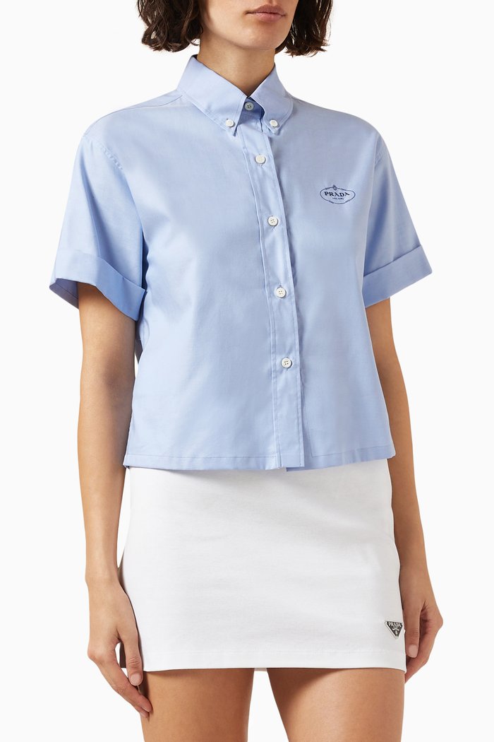 

Oxford Crop Shirt in Cotton-poplin, Blue