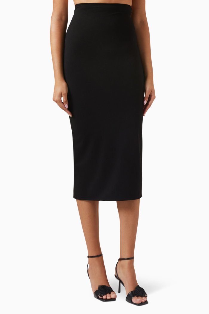 

Triangle Logo Midi Skirt in Re-Nylon, Black