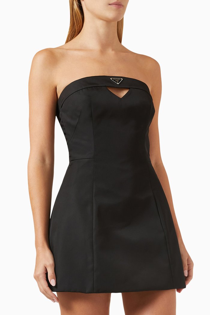 

Triangle Logo Cut-out Dress in Re-Nylon, Black