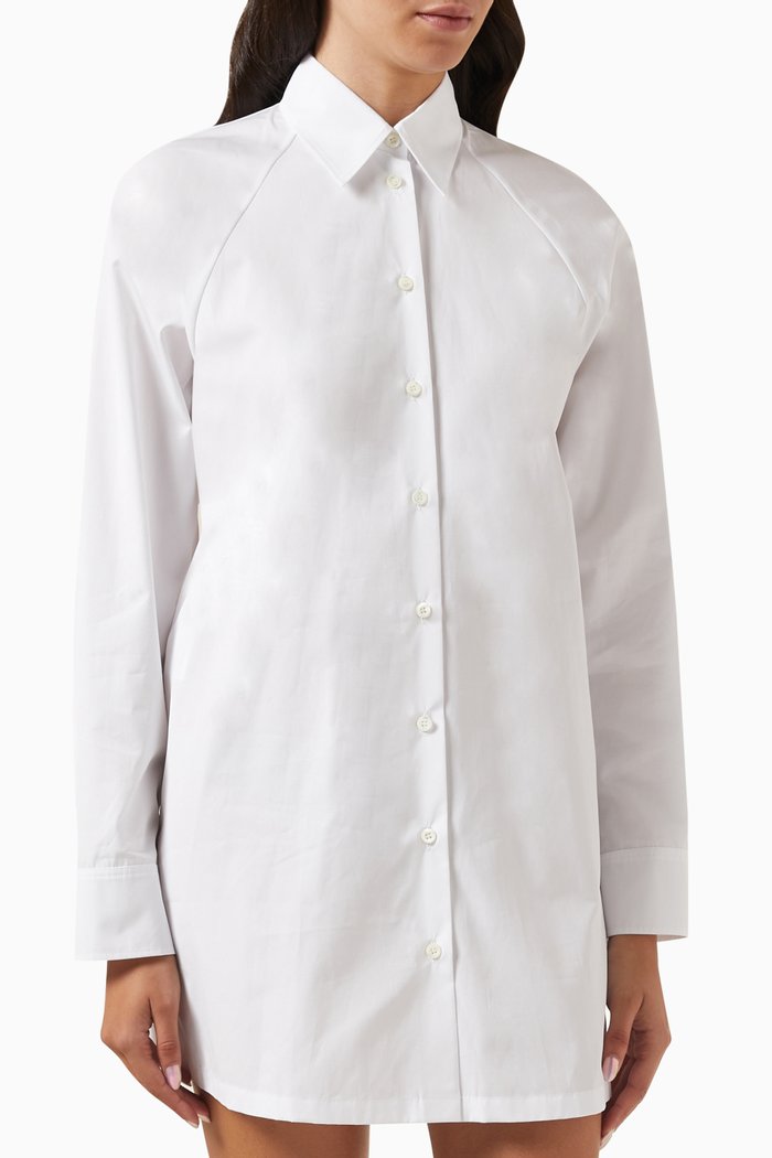 

Open-back Mini Shirt Dress in Cotton-poplin, White