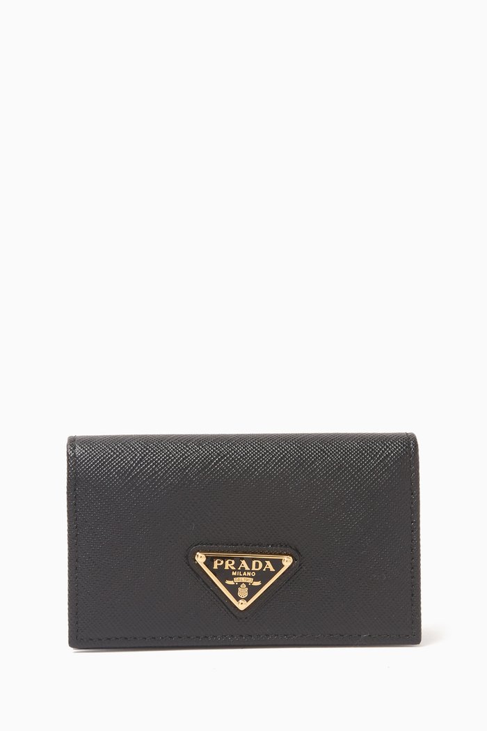 

Logo-detail Wallet in Saffiano Leather, Black