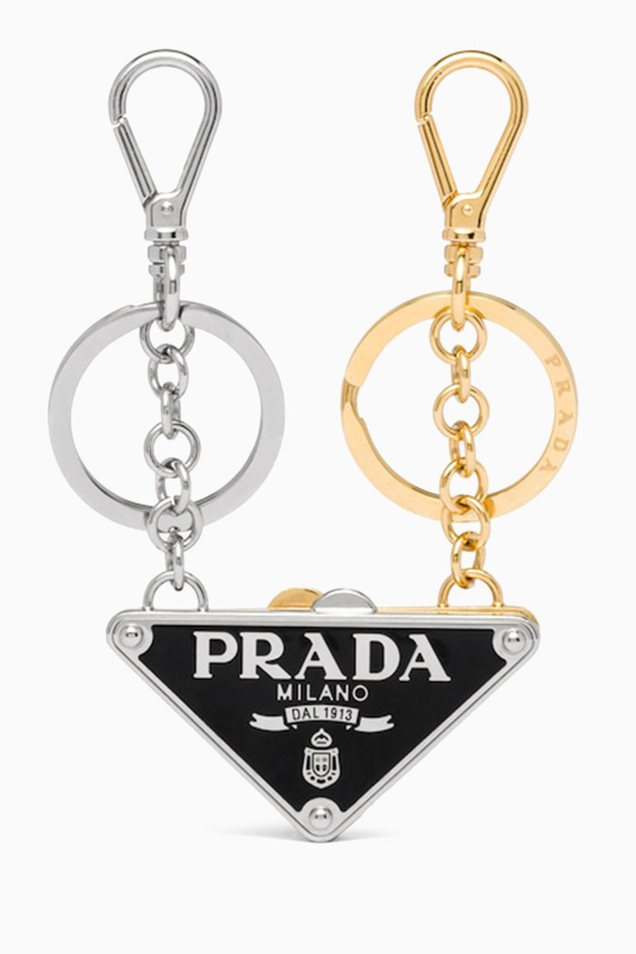 Triangle Logo Dividable Keychain, Set of 2, Black