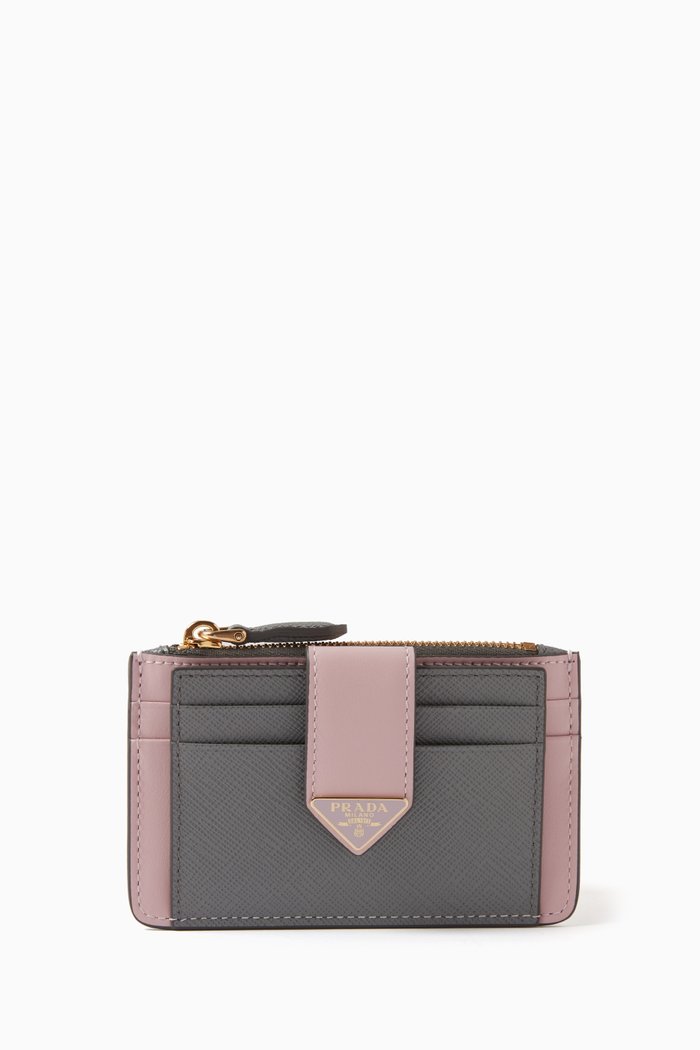 

Bi-colour Cardholder in Saffiano Leather, Grey