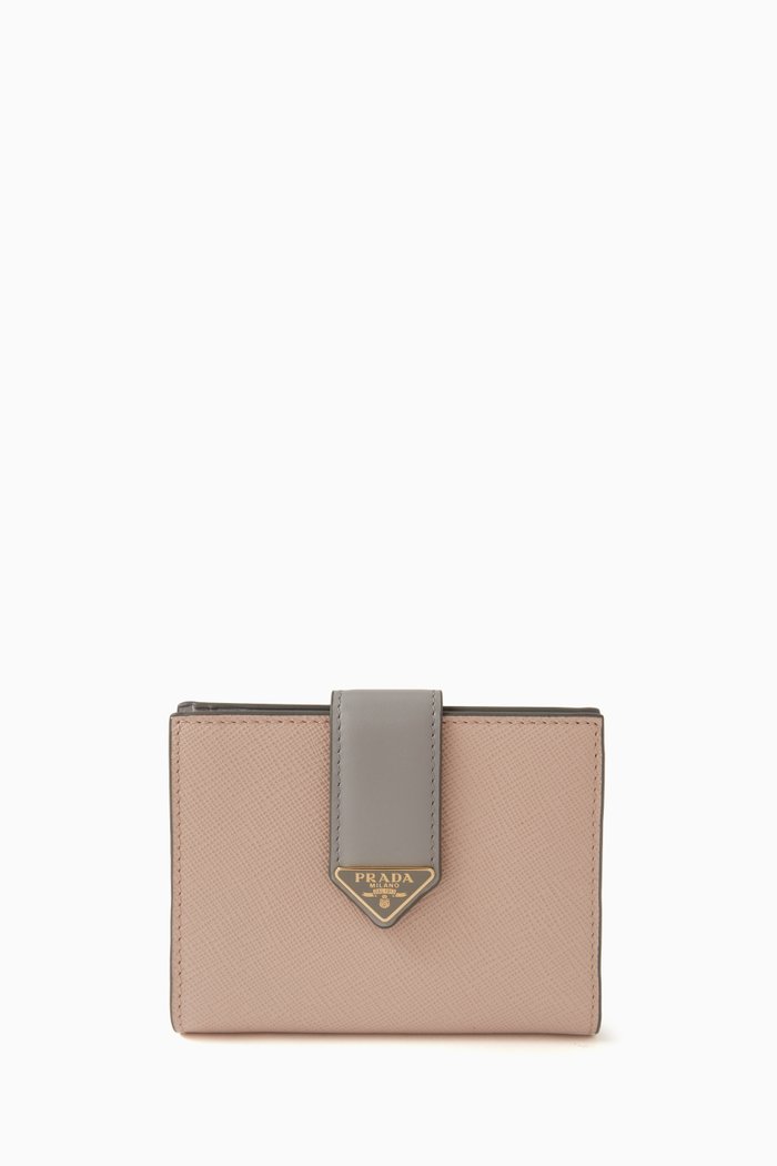 

Small Bi-colour Wallet in Saffiano Leather, Neutral