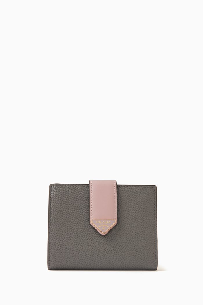 

Small Bi-colour Wallet in Saffiano Leather, Grey