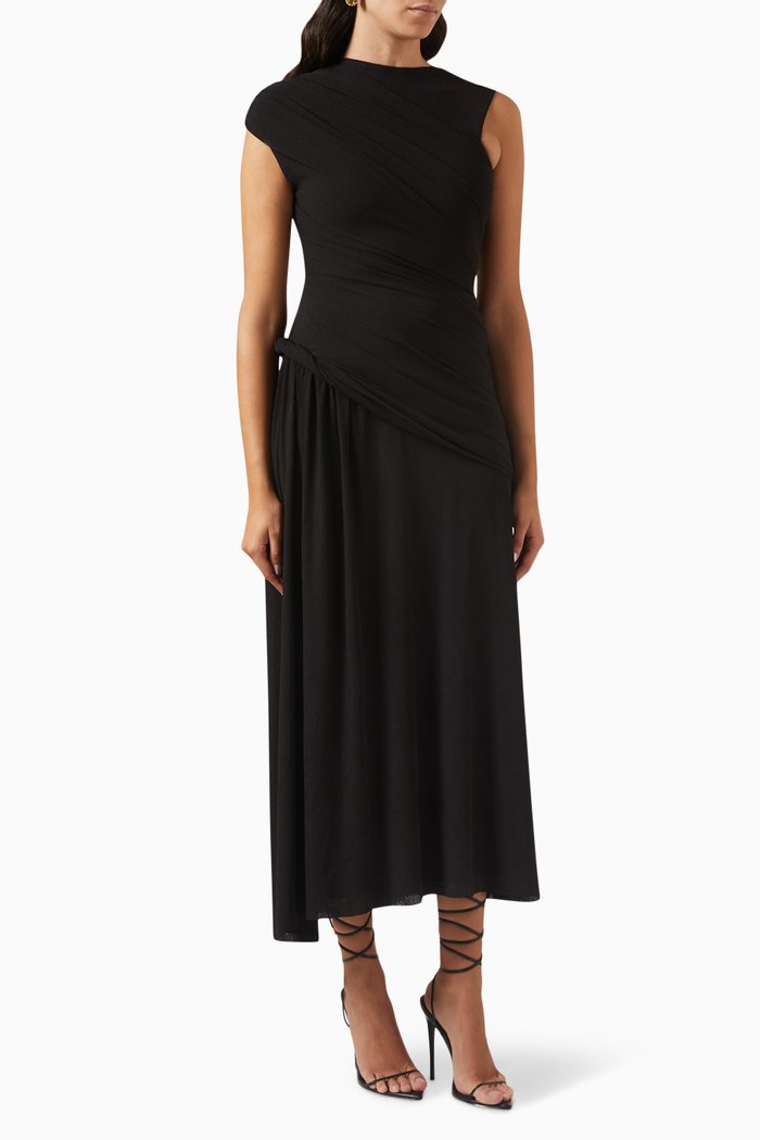 

Anderson Draped Maxi Dress in Jersey-knit, Black