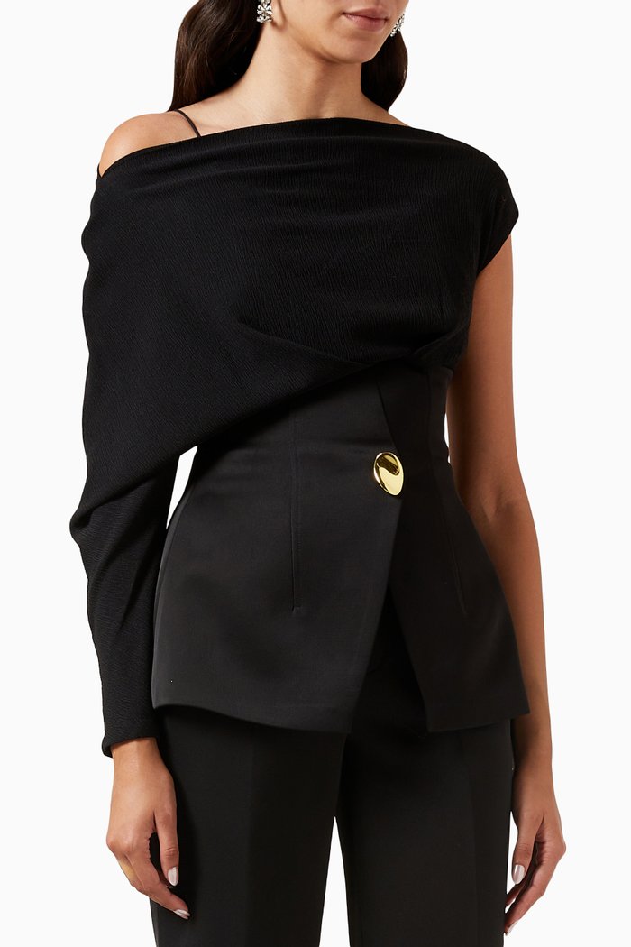 

Asymmetrical Top in Crinkle-spandex, Black