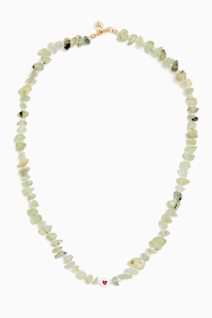 

Love Heart Prehnite Crystal Healing Necklace, Green