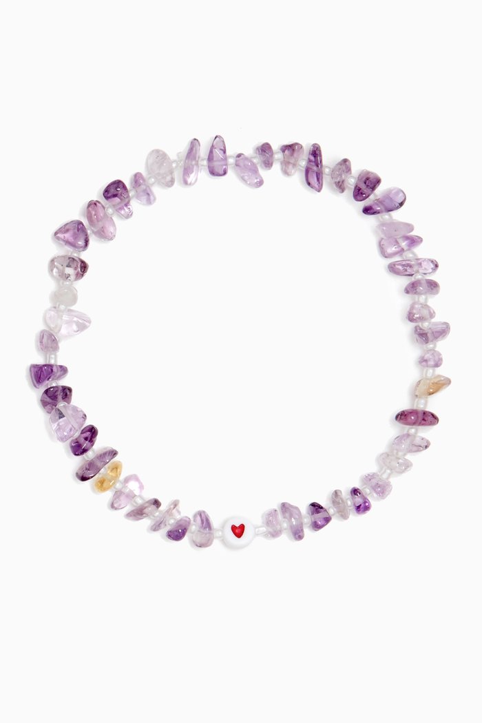 

Love Heart Crystal Healing Anklet, Purple