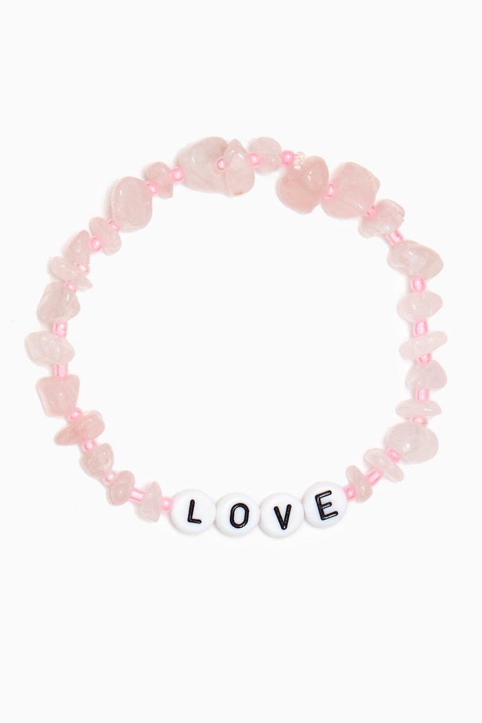 

"Love" Rose Quartz Crystal Healing Bracelet, Pink