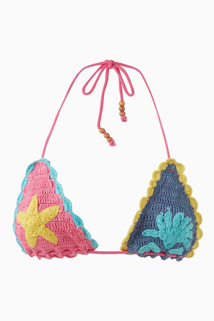 

Crochet Tri Bikini Top, Multicolour