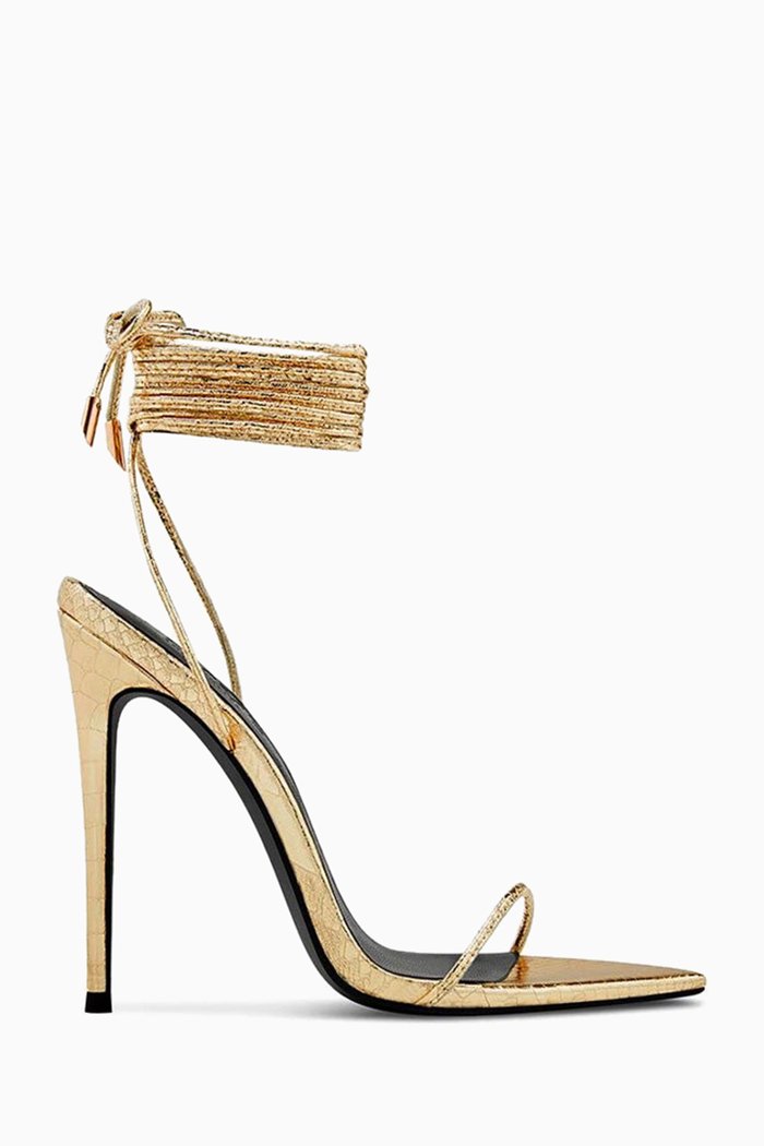 

Luce Minimale 120 Lace-up Sandals in Vegan Leather, Gold