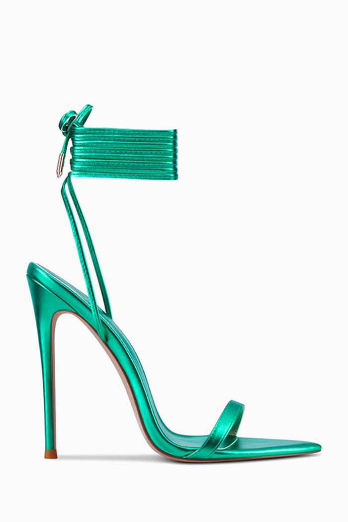 

The London 120 Lace-up Sandals in Metallic Vegan Leather, Green