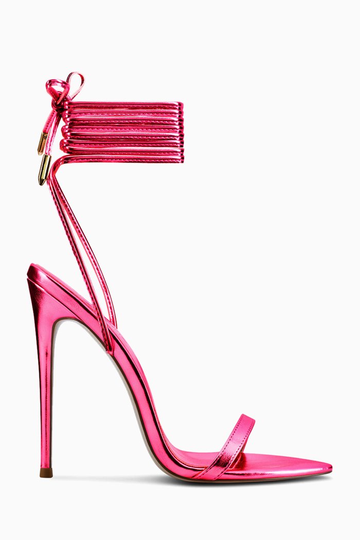 

The London 120 Lace-up Sandals in Metallic Vegan Leather, Pink